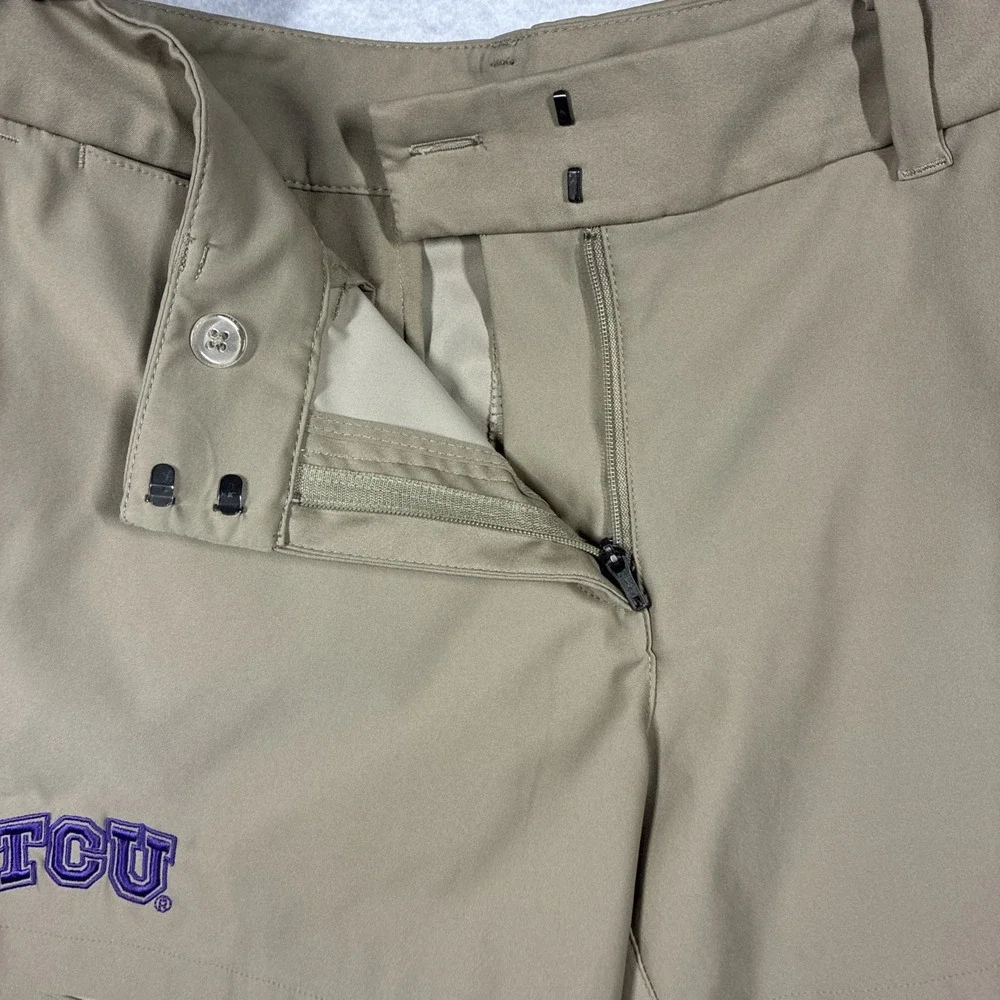 Nike‎ Golf Dry Fit Shorts TCU Embroidery Logo Khaki Colored Womens Size 4